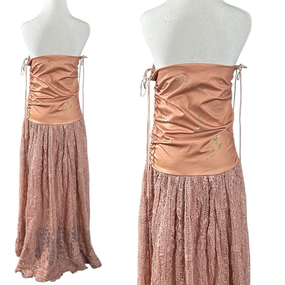 Free People Ethereal Dainty Lace Floral Convertible Maxi Dress Skirt Medium NWT - Picture 10 of 17